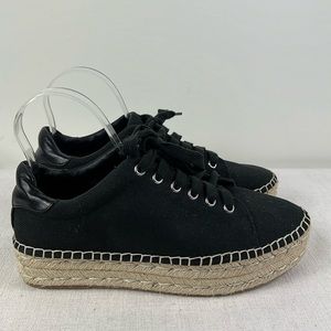 Steve Madden Shoes Womens Size 10 M Black Canvas Lace Up Attidtude Espadrilles